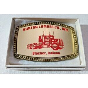 Vintage Burton Lumber Co. Inc Blocher IN Metal Belt Buckle